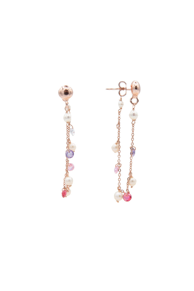 ANDROMEDA - Orecchini con pendenti di perle e zirconi colorati