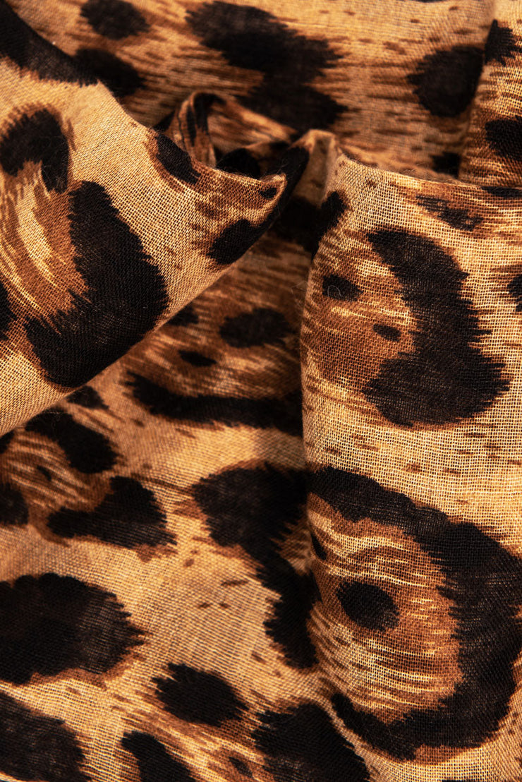 Foulard animalier leopardato marrone