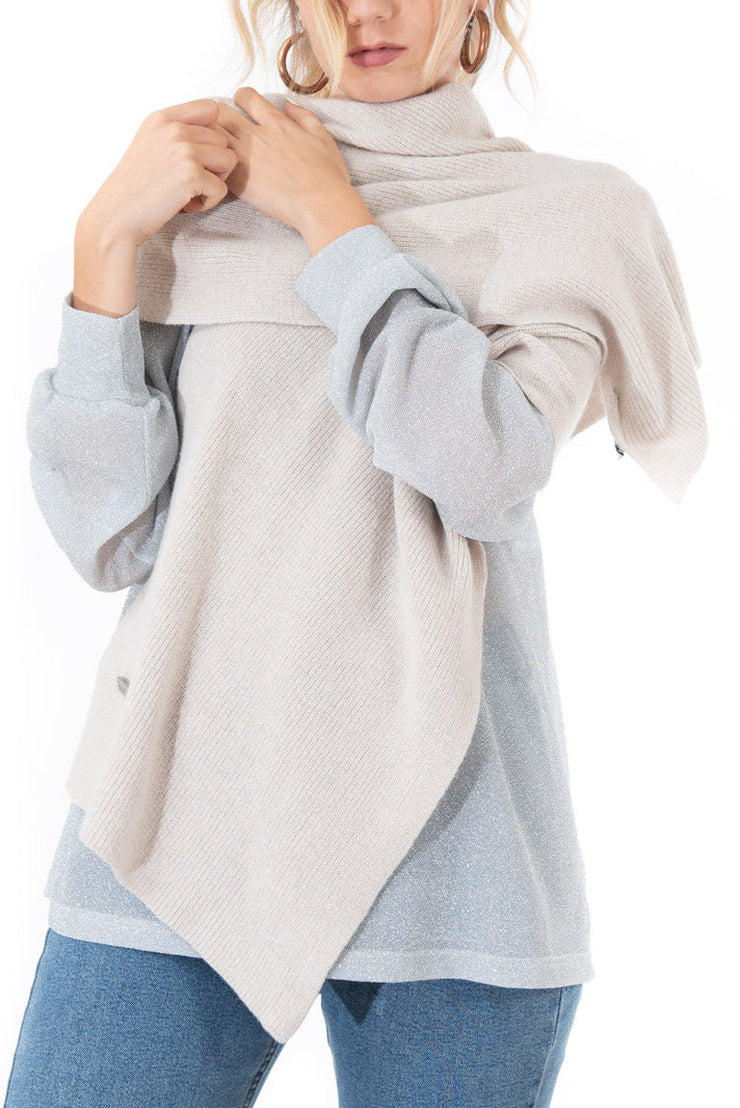 sciarpa lurex beige accessori donna foulard scarf brown moda