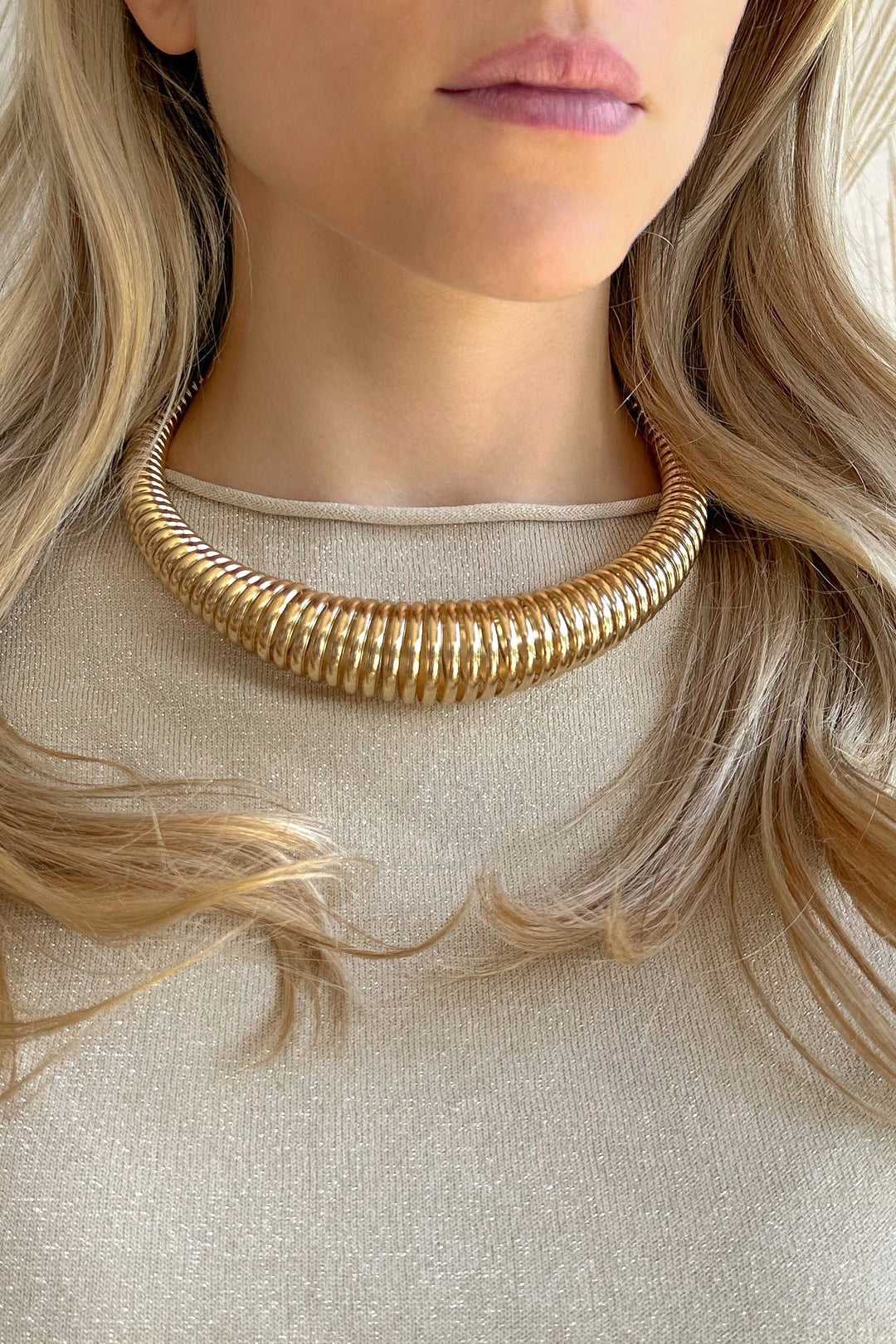 Collana Choker Donna Rossa Con Perline Grosse Regolabile Handmade Stile Vistoso N 421385 - Foto 3