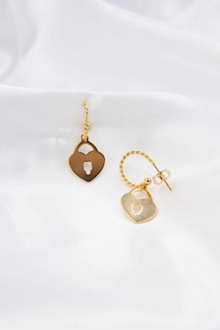 orecchini cerchio cuore pendente lucchetto gioielli bijoux oro giallo