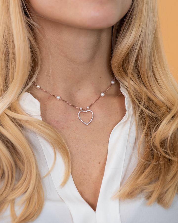 CYGNUS Collana a catena con perline e pendente cuore – CARA MIA