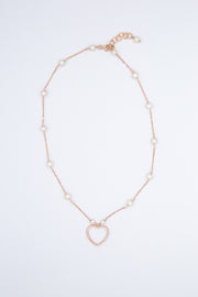 CYGNUS Collana perle cuore argento925 oro rosa
