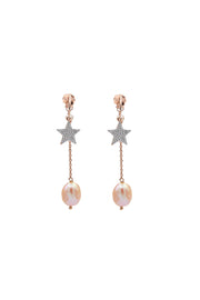 orecchini perla cipria stella zirconi oro rosa argento925