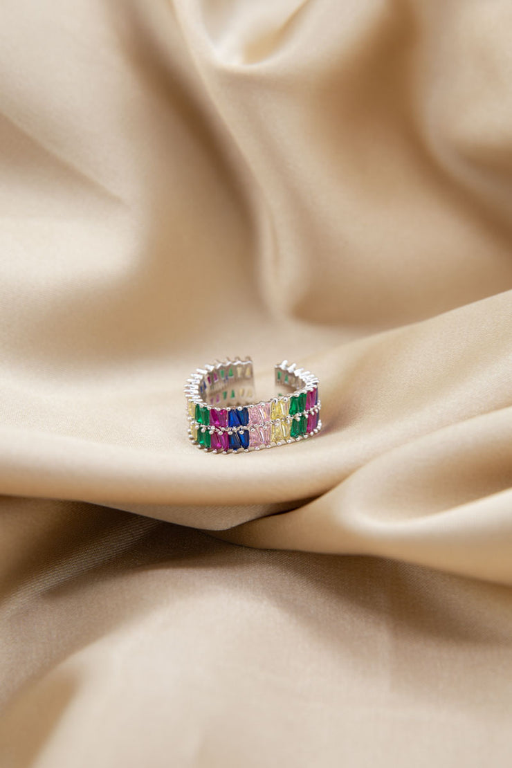 anello rainbow multicolor argento regolabile arcobaleno