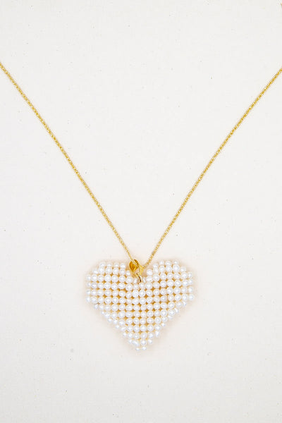 collana con cuore di perle