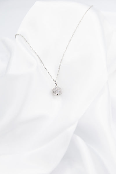 collana con campanella rodio zirconi bianchi