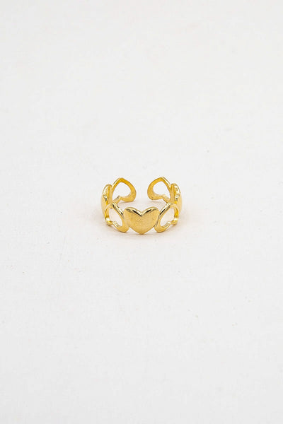 MEGAR - Anello regolabile con cuori - oro giallo