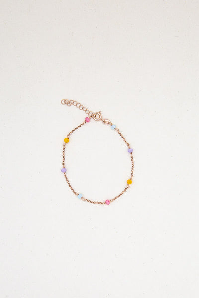 Bracciale oro rosa otto perline pastello