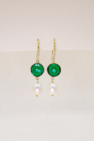 VENERE - Orecchini con perla e agata verde