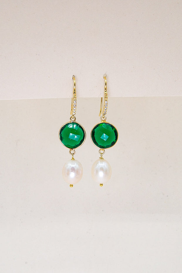 VENERE - Orecchini con perla e agata verde
