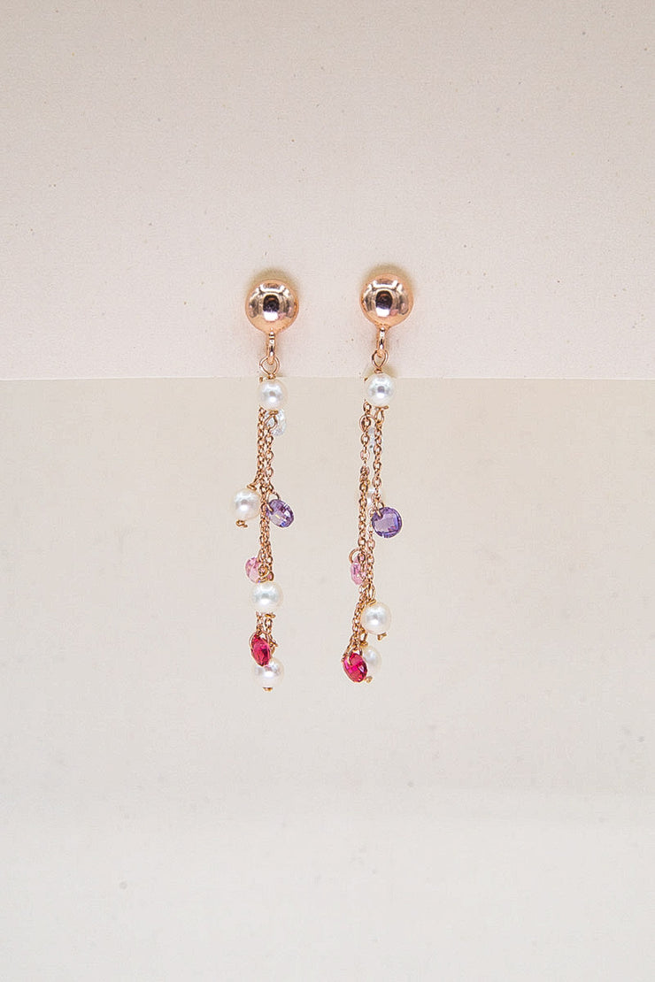 ANDROMEDA - Orecchini con pendenti di perle e zirconi colorati
