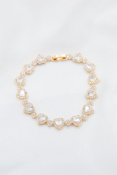 bracciale strass cuori oro giallo
