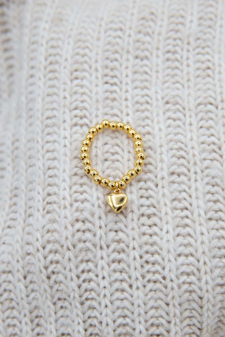anello elastico regolabile pendente cuore oro giallo gioielli bijoux