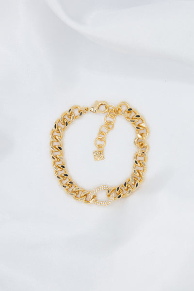bracciale groumette oro giallo catena strass
