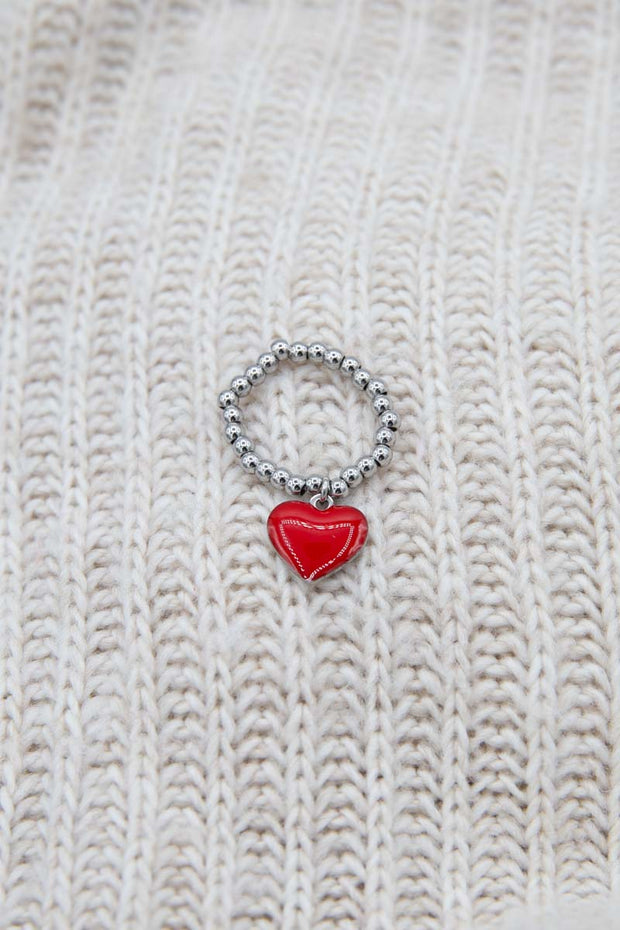 anello elastico regolabile smaltato rosso pendente gioielli bijoux