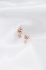 orecchini chiave oro rosa zirconi argento925 