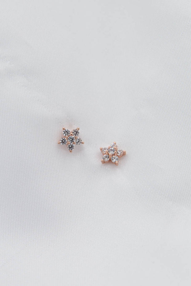 orecchini stella zirconi fiore oro rosa argento925