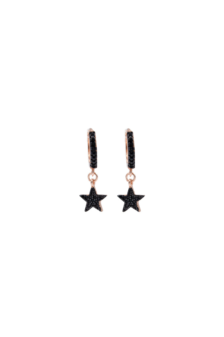 orecchini stella pendente zirconi neri argento925 oro rosa