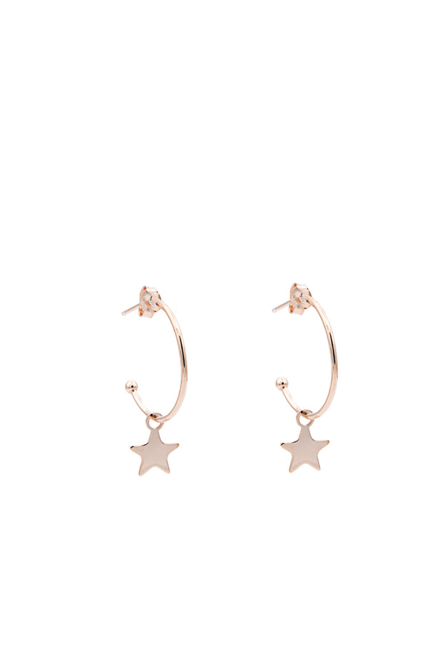 orecchini cerchio oro rosa argento925 stella pendente