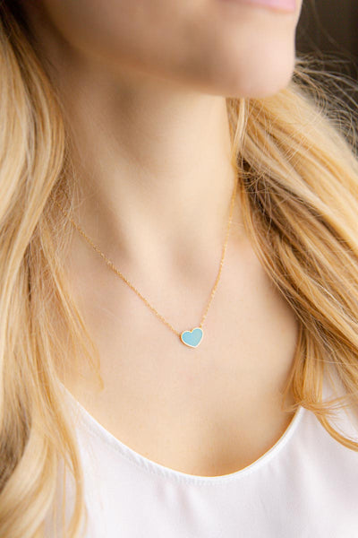 collana cuoricino smaltato turchese